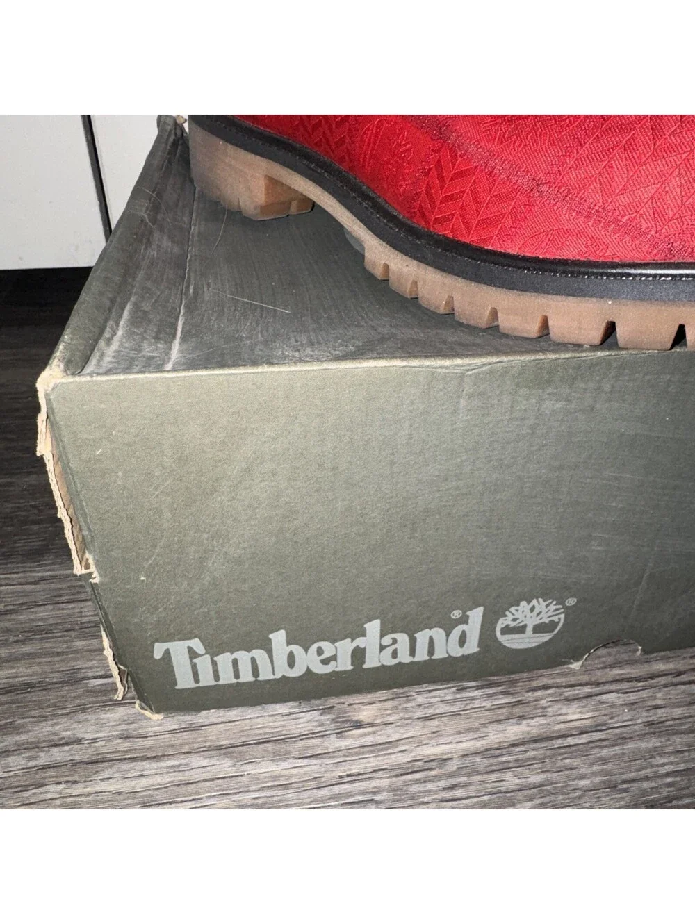 Timberland Red Embossed Patch Fabric Logo Waterproof Boots Size 12/ EU 46
